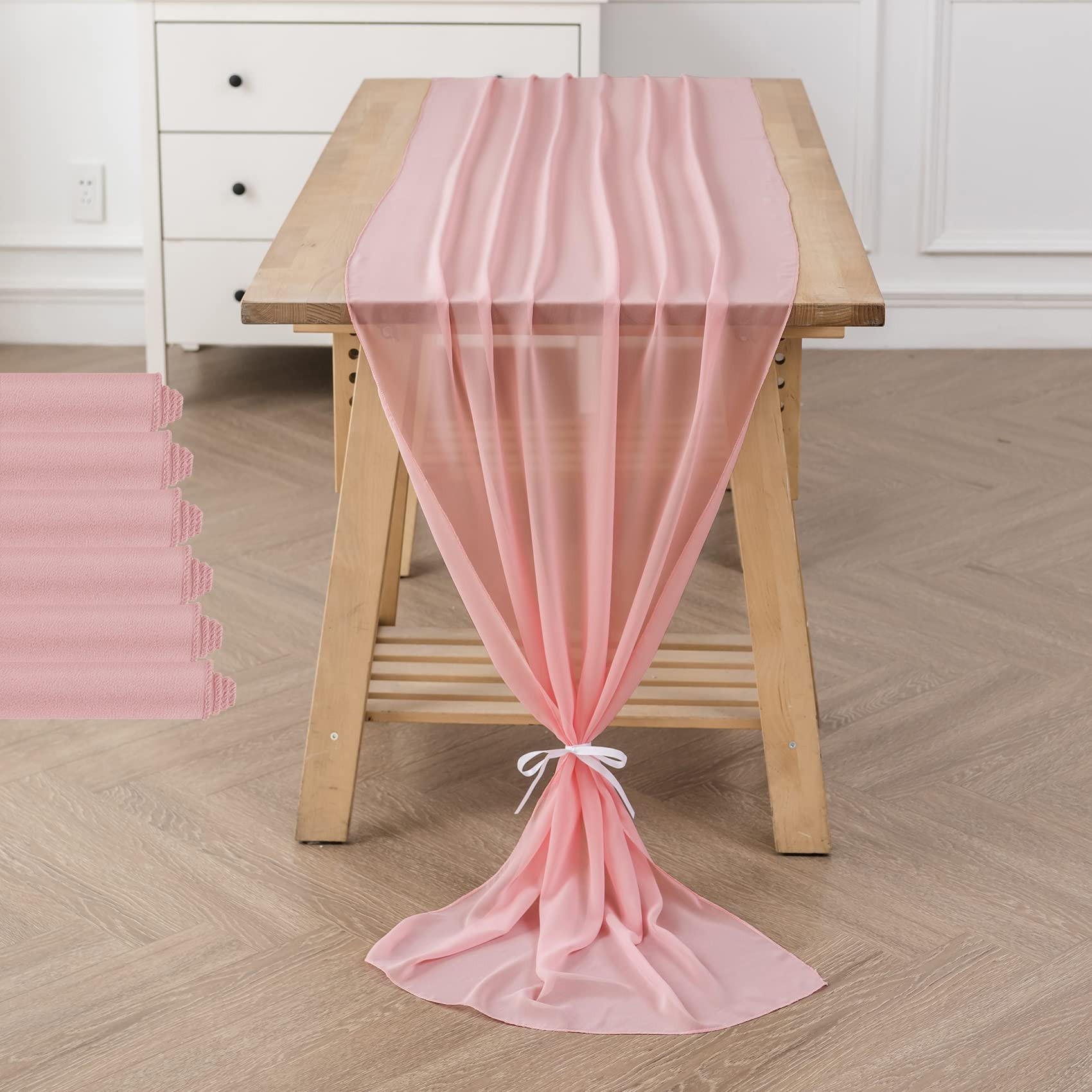 6Pack 10ft Chiffon Table Runner 29x120 Inch Sheer Romantic Table Runner for Wedding Birthday Part... | Amazon (US)