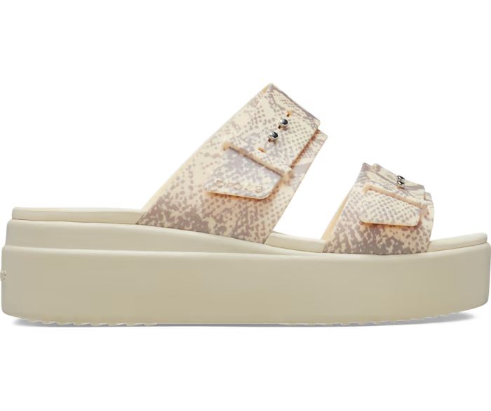 Brooklyn Snake Print Buckle Low Wedge | Crocs (US)