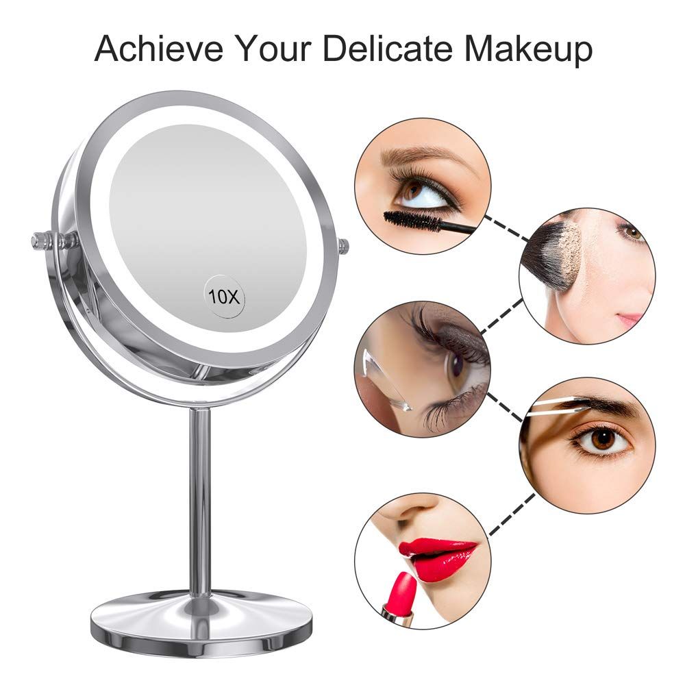 LED Makeup Mirror with Touch Screen Adjustable LED Light, 7 Inch Lighted Vanity Swivel Mirror 1x/... | Amazon (US)