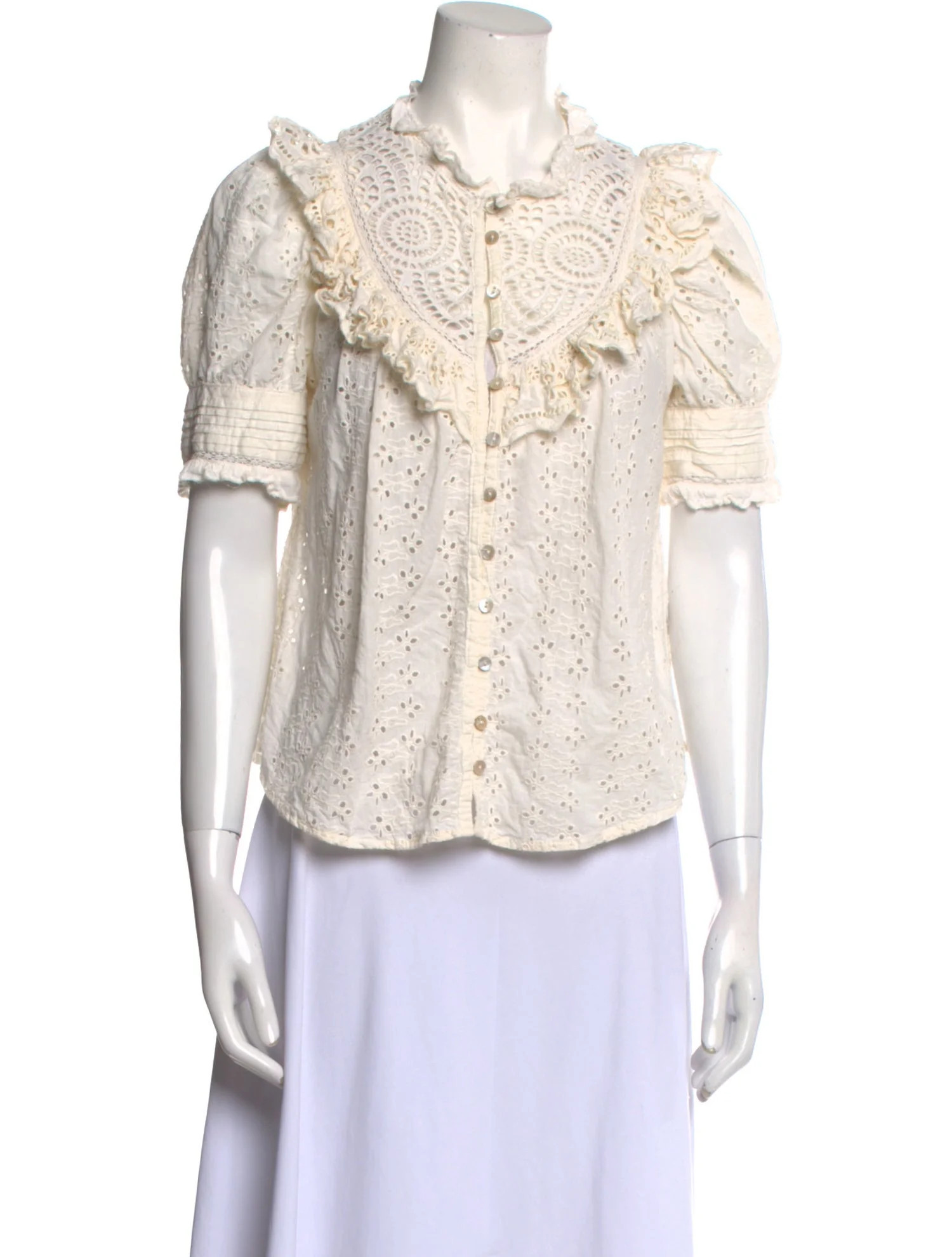 Mock Neck Short Sleeve Blouse | The RealReal