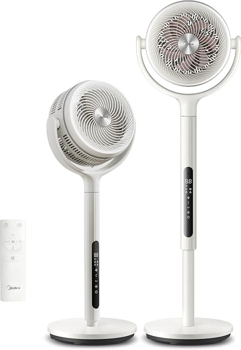 Midea MCF25GRWUK 21dB Pedestal Fan, 135\u00b0+120\u00b0 Omni-directional Air Circulator, Powerful... | Amazon (UK)