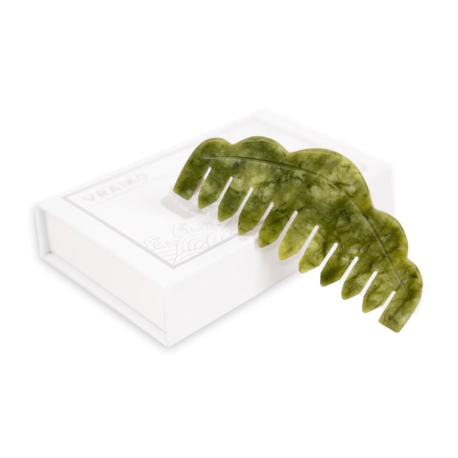 VRAIKO Natural Jade Comb Head Massager, Scalp Massage Comb and Gua Sha Scraping Tool, Meridians M... | Amazon (US)