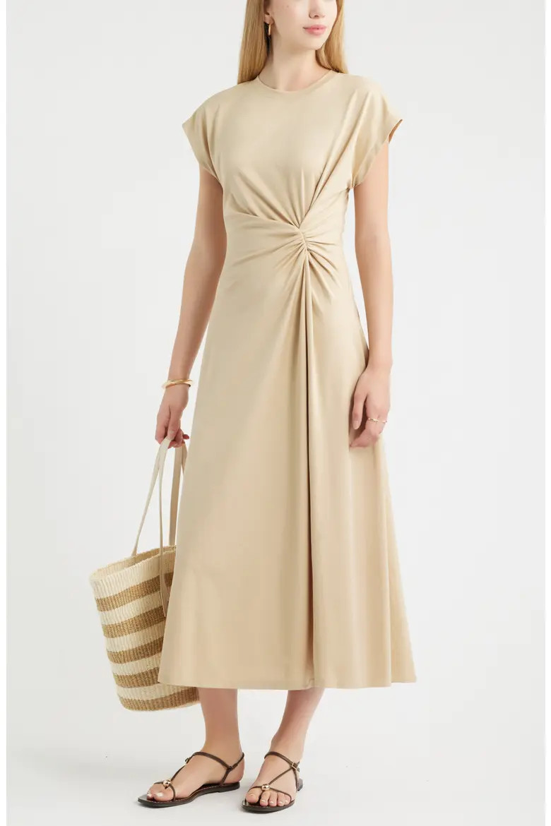 Crew Neck Side Twist Midi T-Shirt Dress (Women) | Nordstrom | Nordstrom