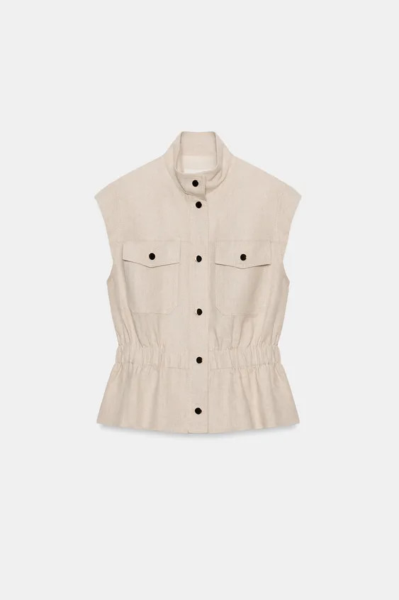 LINEN BLEND POCKET VEST | Zara US