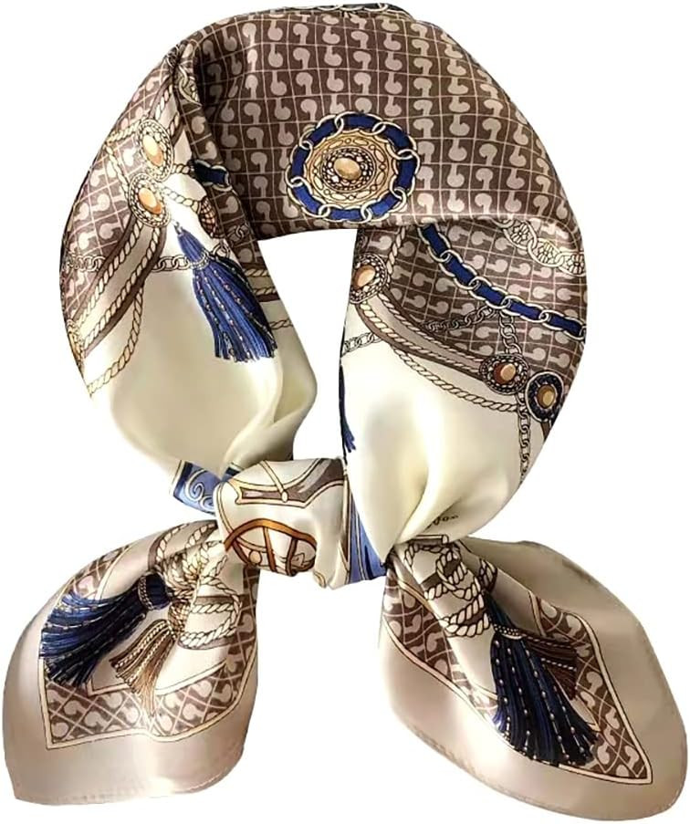 100% Silk Square Scarf for Hair-25.6" Women Men Neckerchief & Headscarf | Amazon (US)