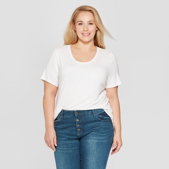 Women's Plus Size Short Sleeve Scoop Neck T-Shirt - Ava & Viv™ | Target