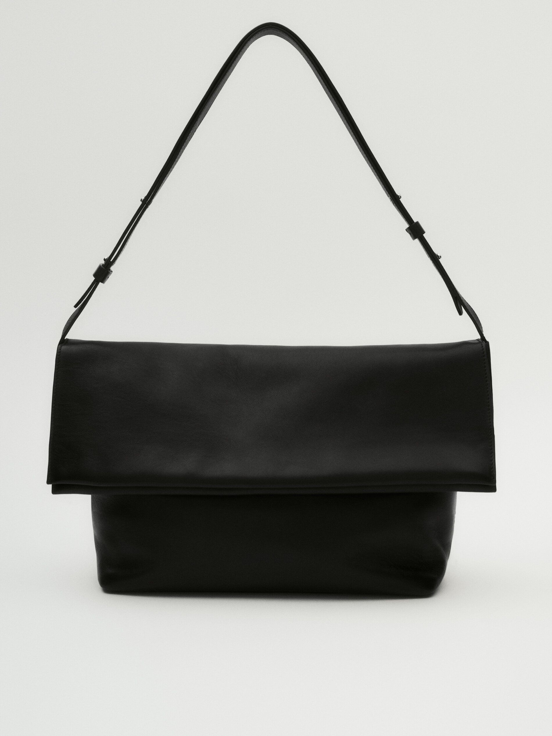 Nappa leather shoulder bag with flap | Massimo Dutti UK