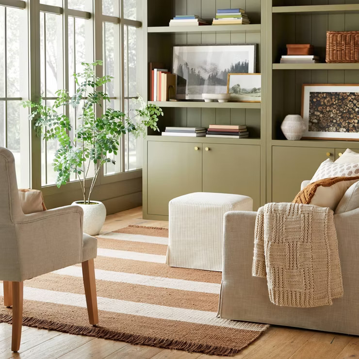 Highland Hand Woven Striped Jute/Wool Rug Tan - Threshold™ designed with Studio McGee | Target