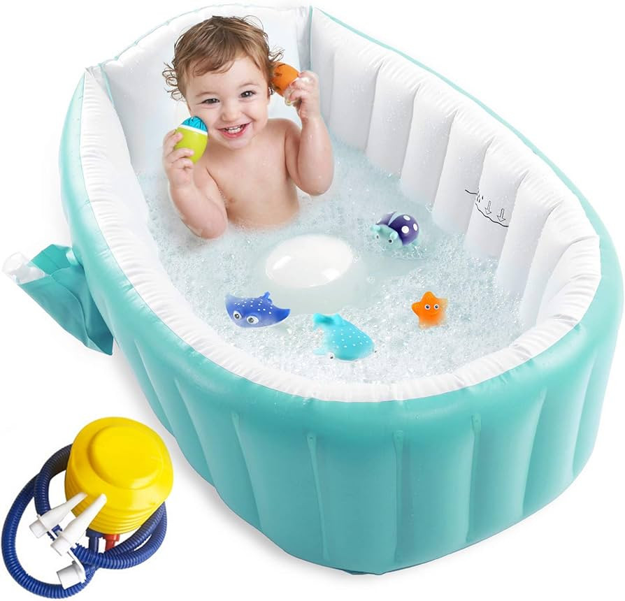 Inflatable Baby Bathtub with Air Pump, Baby Bath Tub Toddler Bathtub, Foldable Shower Basin for N... | Amazon (US)