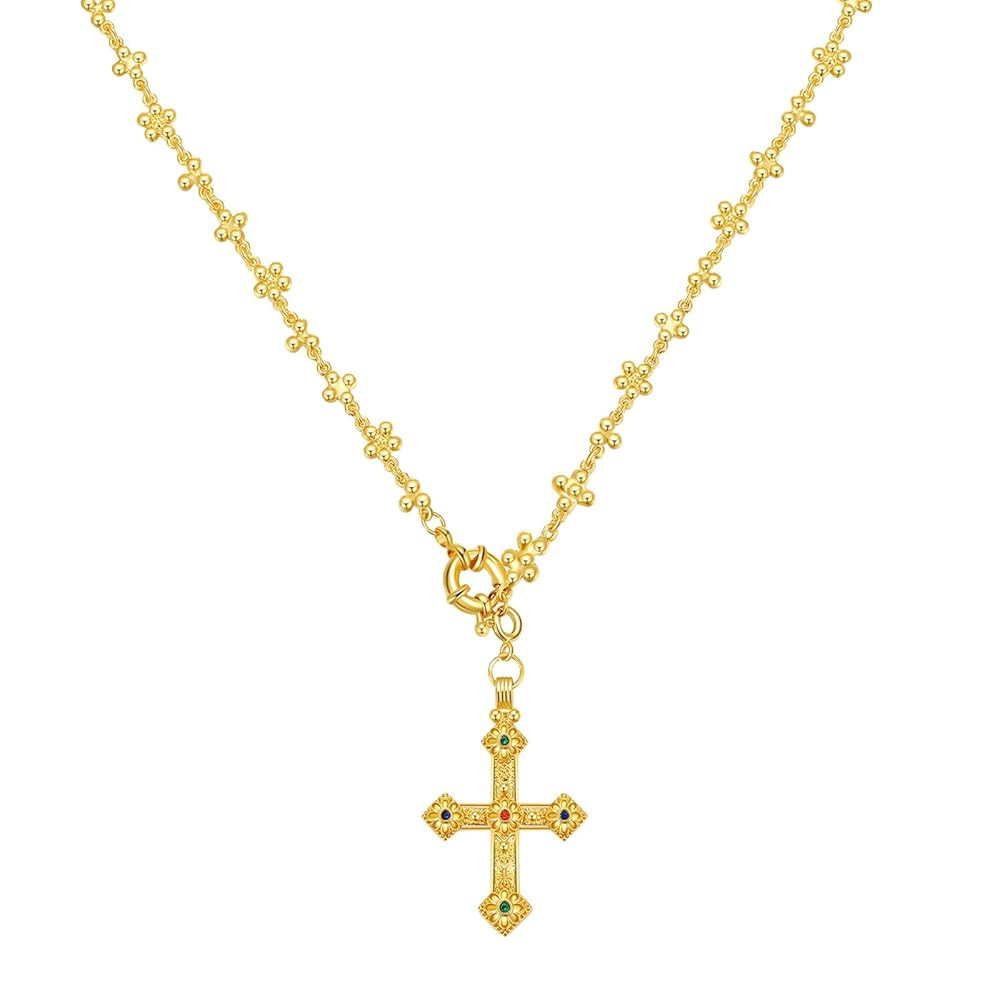 GZQ Gold Cross Pendant Necklace for Women Men | Amazon (US)