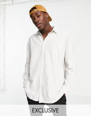 New Look long sleeve oversized striped oxford in white | ASOS (Global)