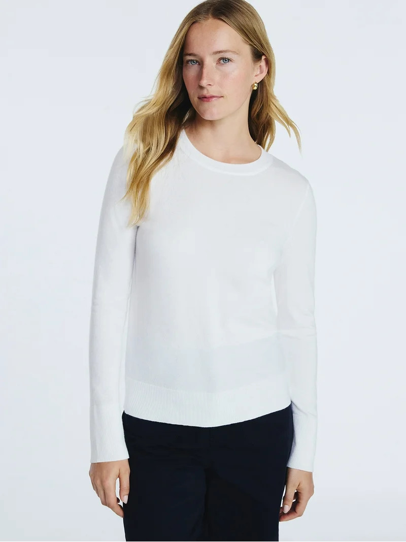 Free Assembly Women's Cozy Yarn Crewneck Sweater with Long Sleeves, Lightweight, Sizes XS-XXL | Walmart (US)