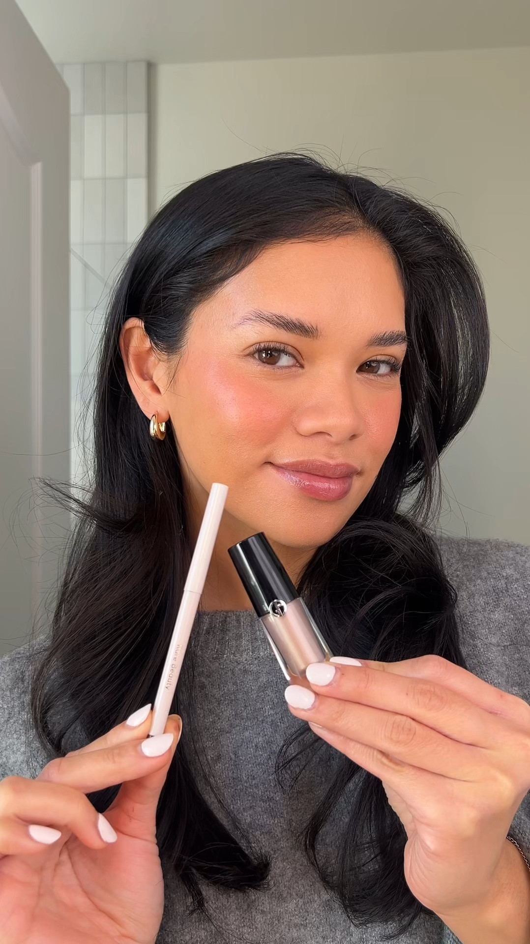 One minute eye makeup 
Rare Beauty eyeliner in Compassion and Armani Eye in shade 9

#LTKStyleTip #LTKBeauty