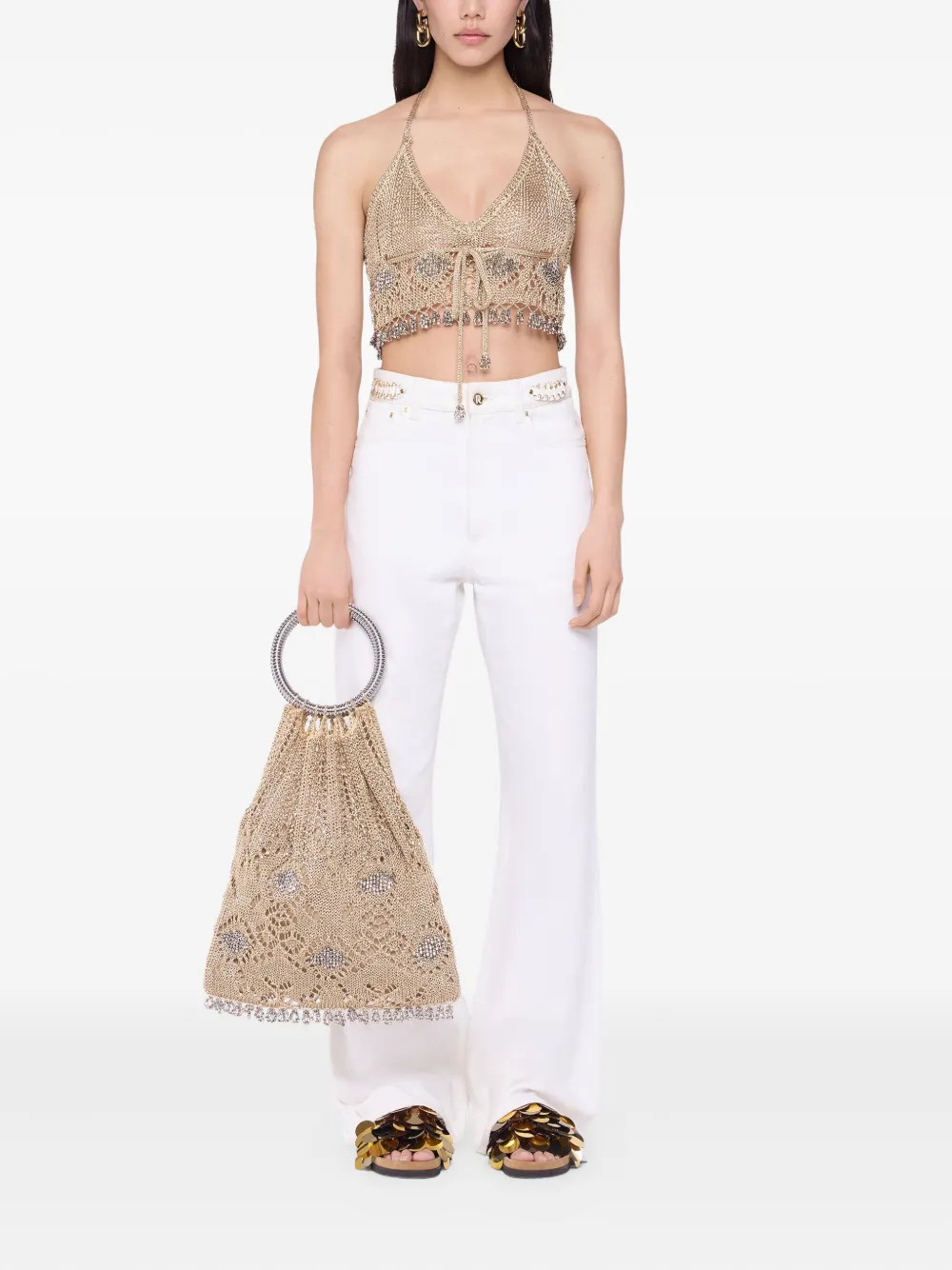 beaded crochet tote bag | Farfetch Global