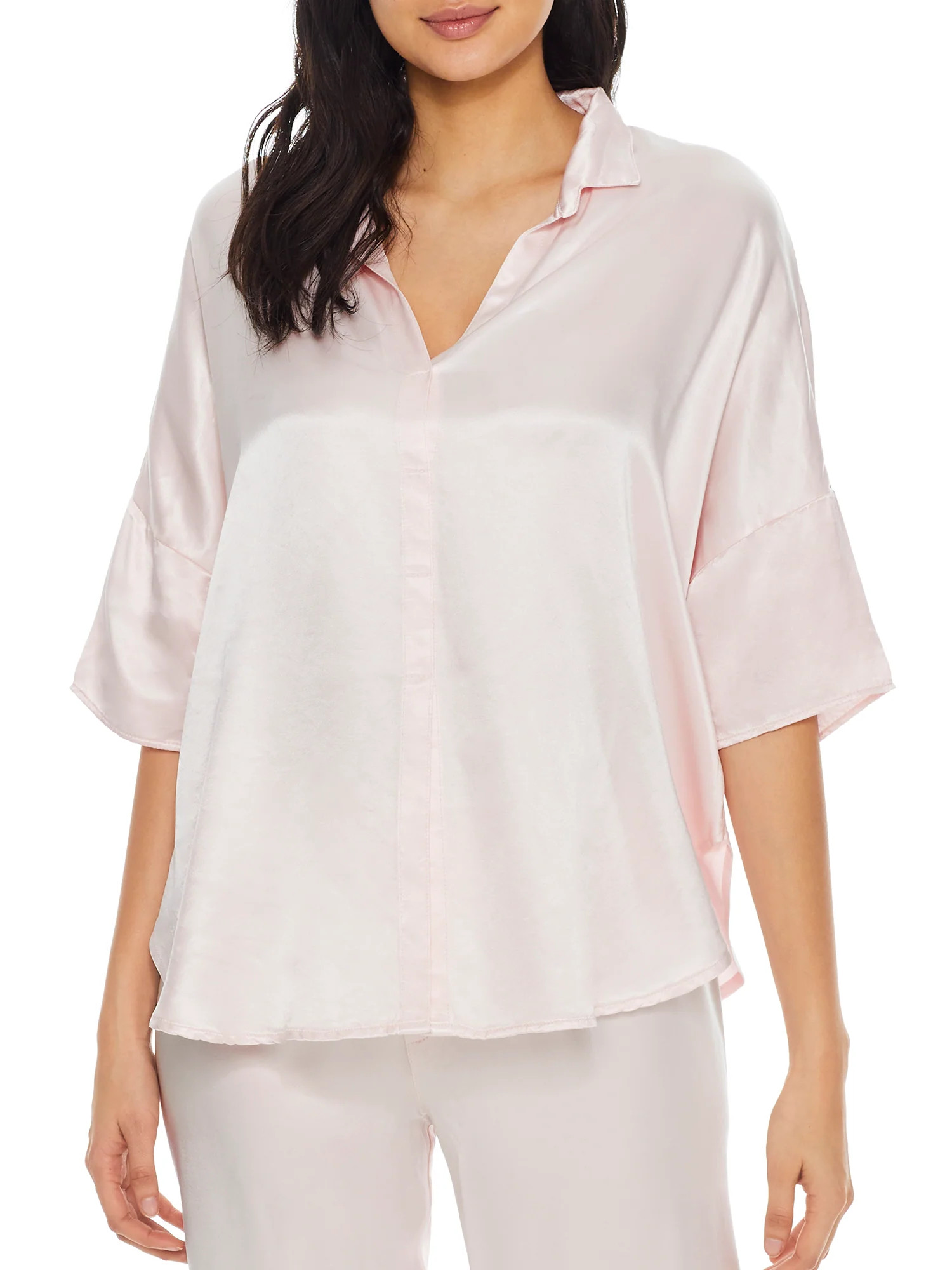 PJ Harlow Women's Fran Satin Notch Collar Pajama Top | Shop Simon