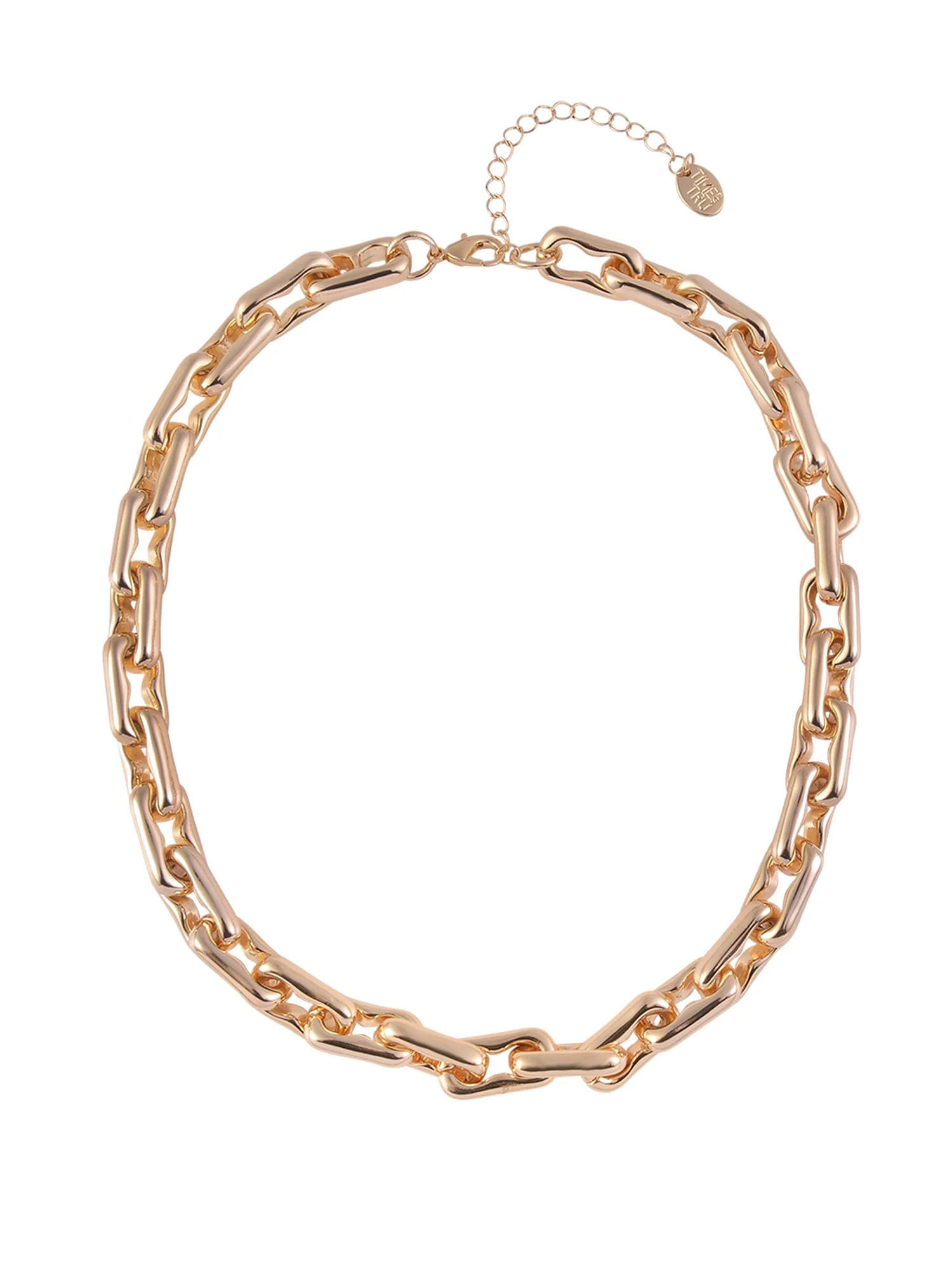 Time and Tru Women's Thick Wavy Rectangular Links Goldtone Necklace | Walmart (US)