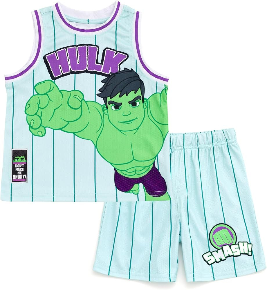 Marvel Spider-Man Miles Morales Hulk Mesh Jersey Tank Top Shirt and Basketball Shorts Toddler to ... | Amazon (US)