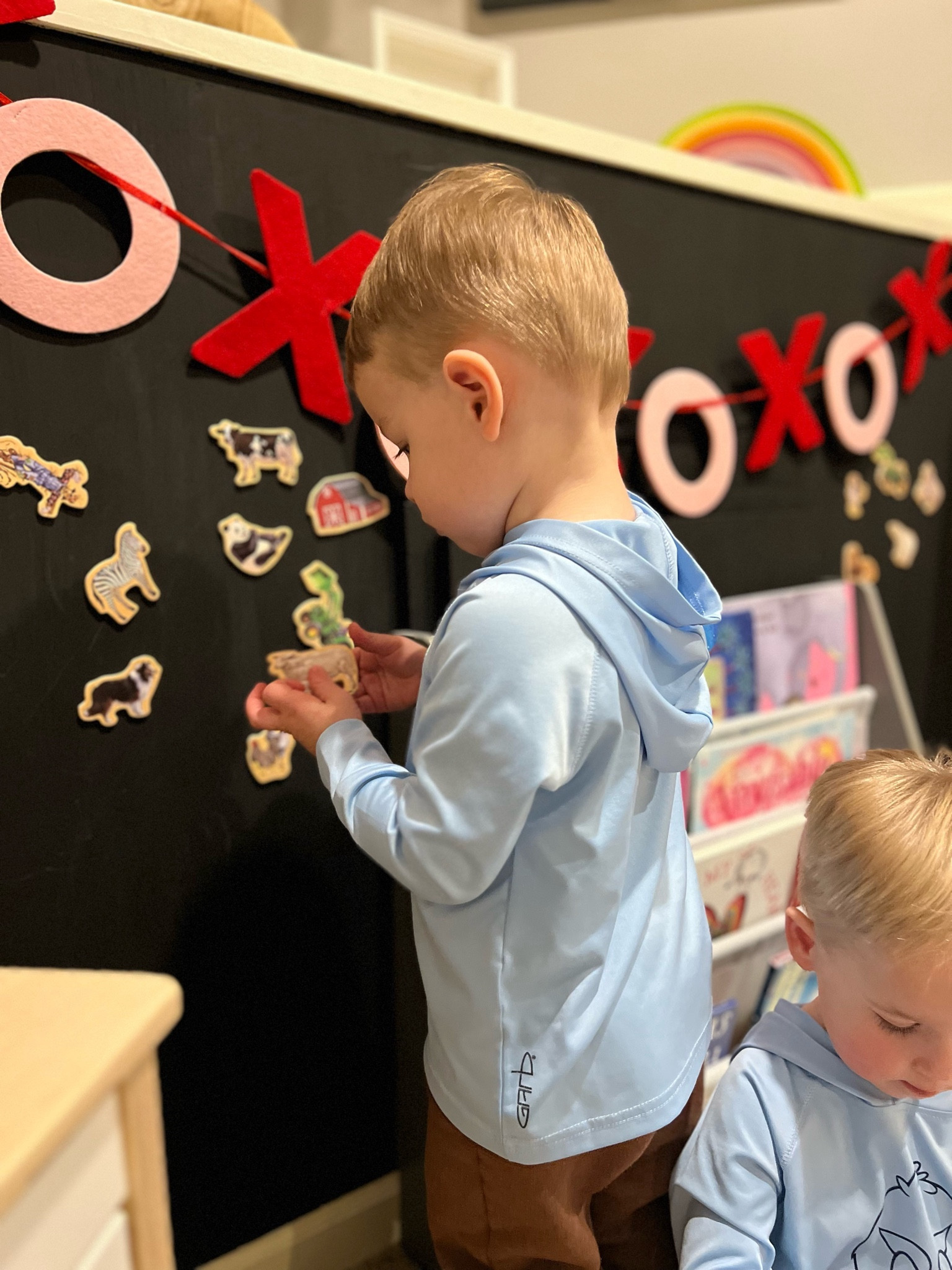 Turn a blank wall into an interactive magnet wall! The boys love playing with magnet animals, numbers, letters and magnatiles! We find a lot from the Target bullseye section but I’ve linked some other we enjoy too! We used 3 coats of dark grey magnet paint to get a really good stick and thats all you need to create your very own magnet wall! 

#LTKhome #LTKfamily #LTKkids