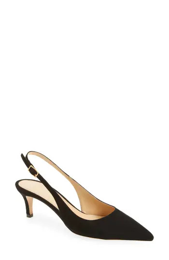 ANN MASHBURN Kitten Heel Slingback Pump in Black Suede at Nordstrom Rack, Size 8Us / 38Eu | Nordstrom Rack