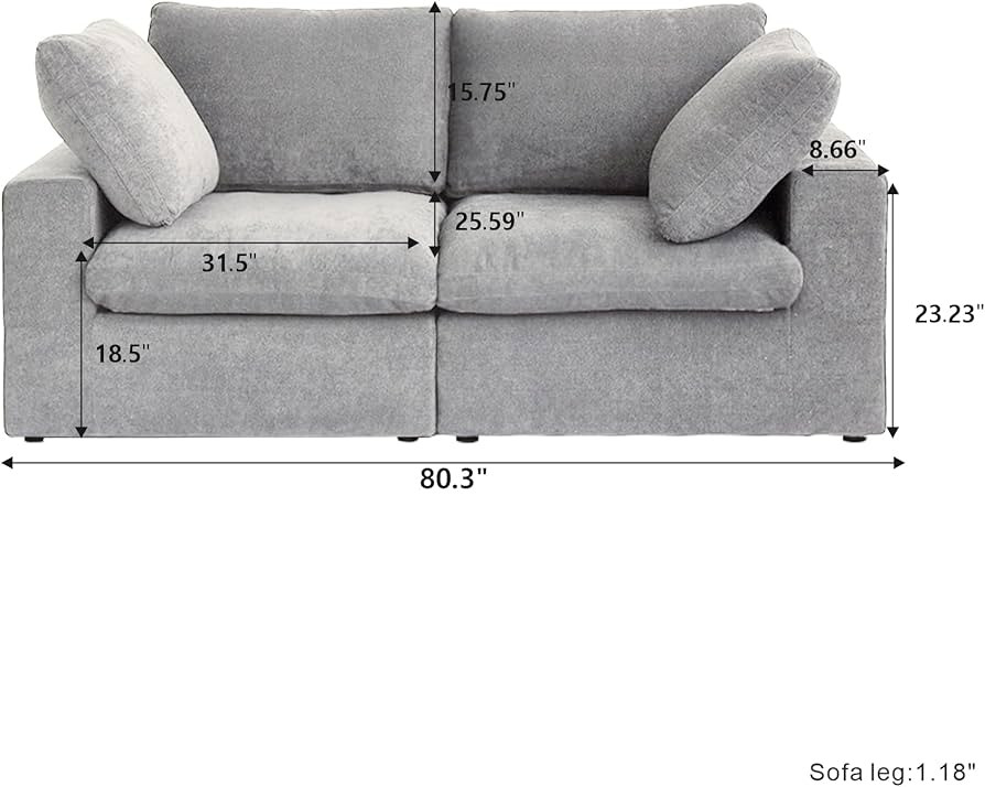JACH Modular Sectional Couch, Love Seat Sofas, Modern Convertible Cloud Couch, Cushion Covers Rem... | Amazon (US)