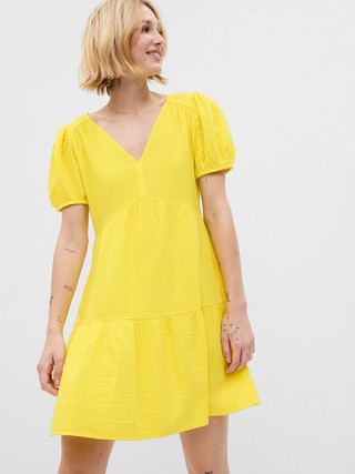 Crinkle Gauze Puff Sleeve Tiered Mini Dress | Gap (US)