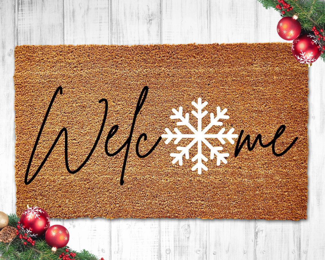 Welcome Snowflake Doormat, Winter Doormat, Welcome Mat, Winter Decor, Outdoor Rug, Christmas Doormat | Etsy (US)