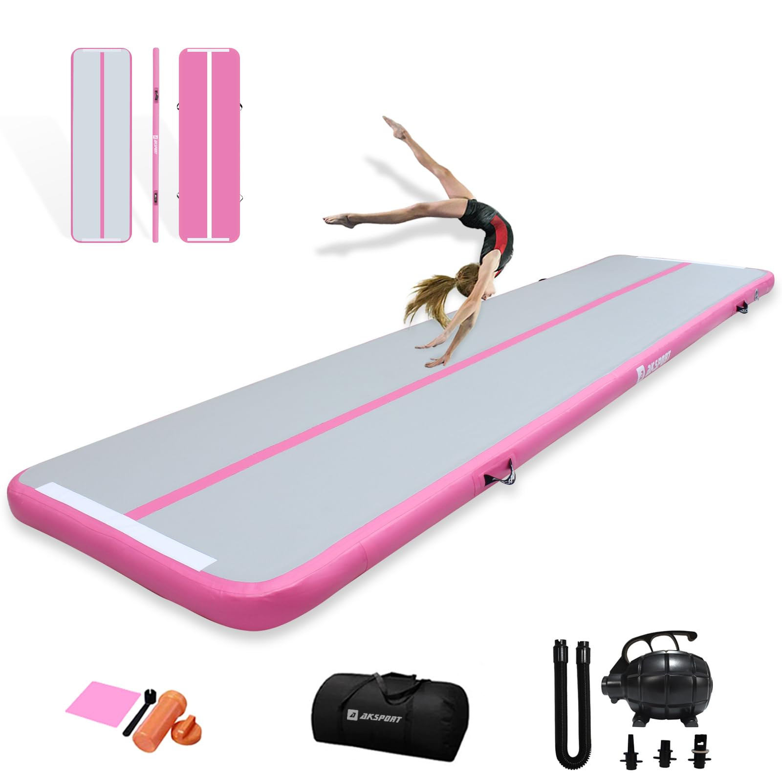 AKSPORT Gymnastics Air Mat Tumble Track Tumbling Mat Inflatable Floor Mats with Air Pump for Home... | Amazon (US)