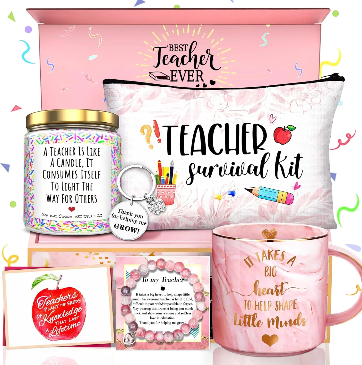Teacher Appreciation Gifts Thank You Basket for Women Teacher Gift Sets from Student Big Heart Pi... | Walmart (US)