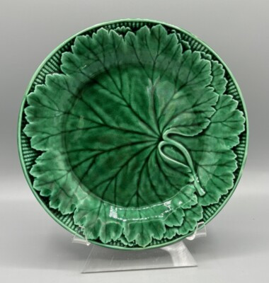 antique 19thc majolica plate Wedgwood  8 inch green cabbage leaf & Picket Fence  | eBay | eBay US