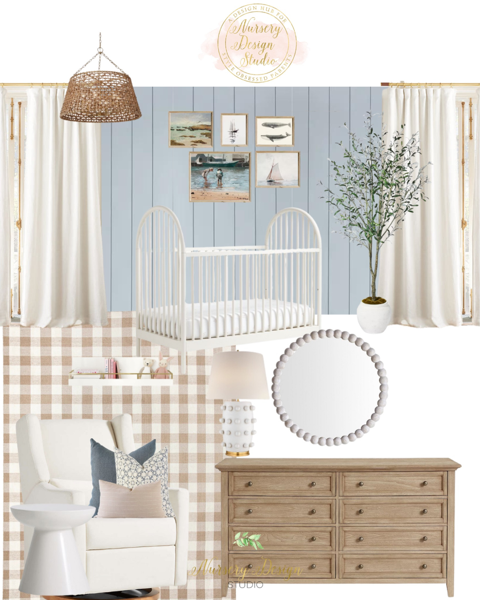 Light blue nursery, white crib, nursery furnishings 

#LTKbaby #LTKsalealert #LTKhome