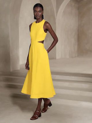 Lina Linen Cutout Midi Dress | Banana Republic (US)