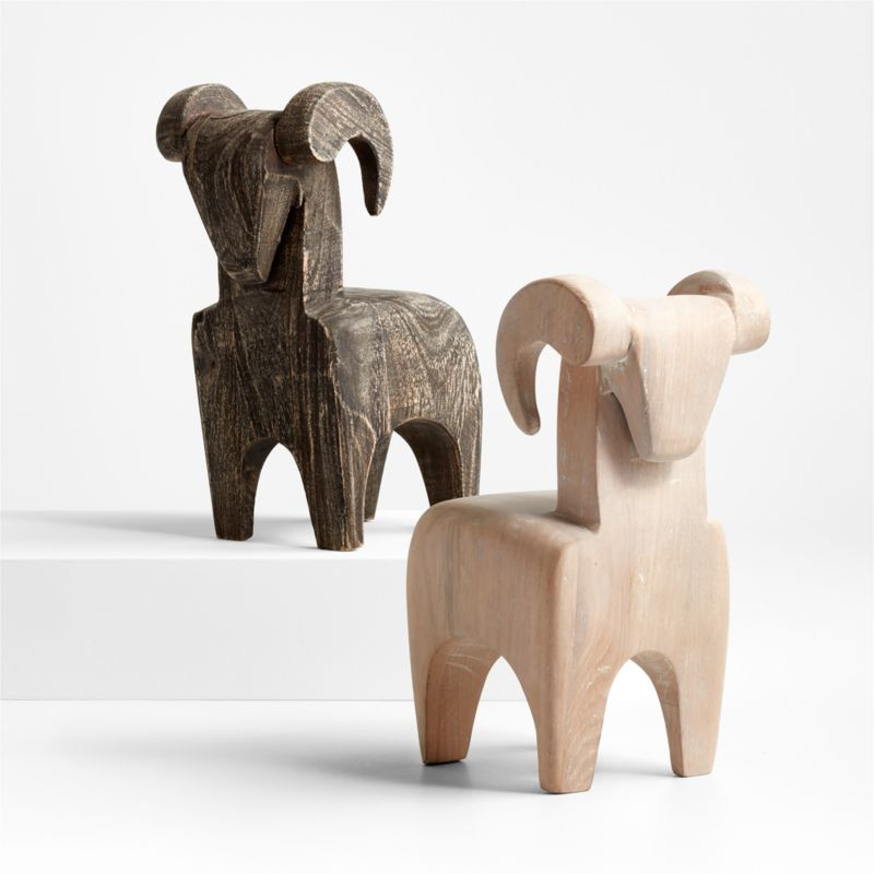 Wood Ram Sculptures | Crate and Barrel | Crate & Barrel