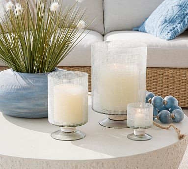 Marin Etched Glass Hurricane Candle Holder | Pottery Barn (US)