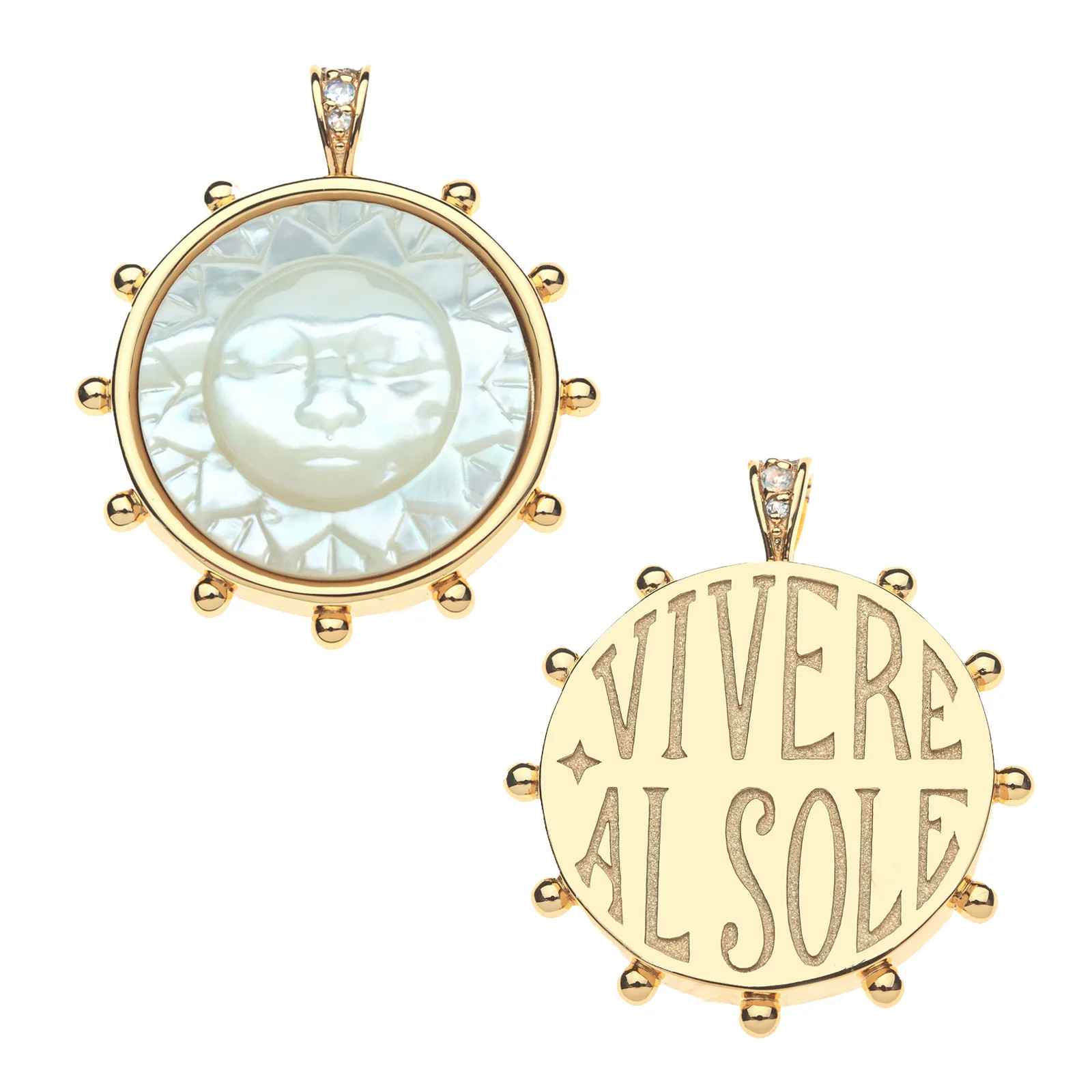 STRONG Ever Shining Sun Carved Stone Pendant | Jane Win