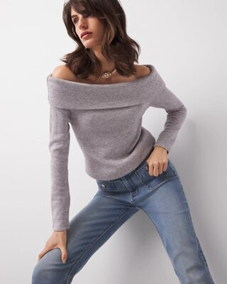 Off-The-Shoulder Glitter Top | White House Black Market