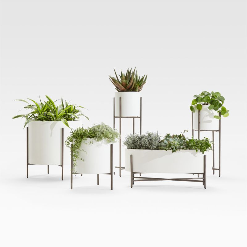 Dundee White Floor Indoor/Outdoor Planters | Crate & Barrel | Crate & Barrel