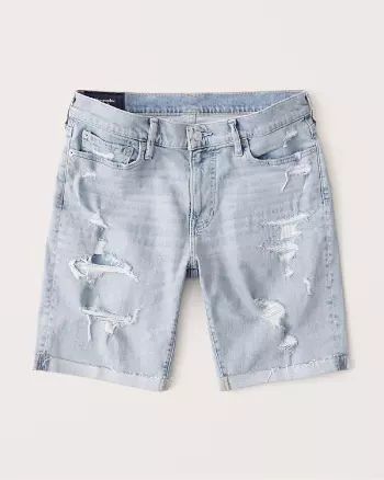 Abercrombie & Fitch Mens Denim Shorts in Light Ripped Wash - Size 38 | Abercrombie & Fitch US & UK