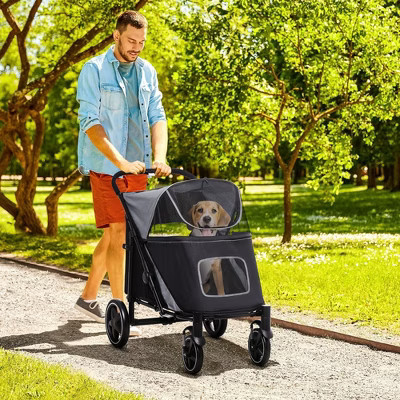 Okak Portable Rotating Doggy Stroller for Small Medium Dogs/Cats,Pet Stroller Walking Stroller with Storage & Mesh Window,Black | Target