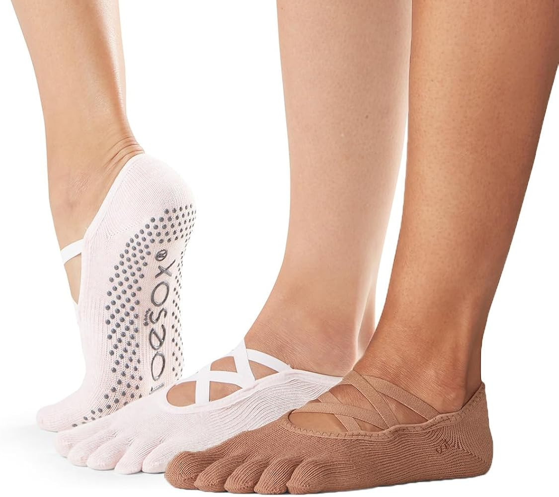 toesox Elle Full Toe Multi Pack – Grip Non-Slip Toe Socks for Pilates Barre Yoga | Amazon (US)