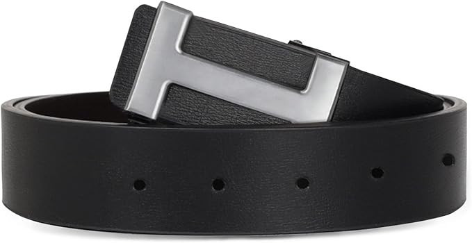 Aurolran Men&Womens Leather Dress Belt Business Automatic Buckle Belt Color-Black Silver Gold | Amazon (US)