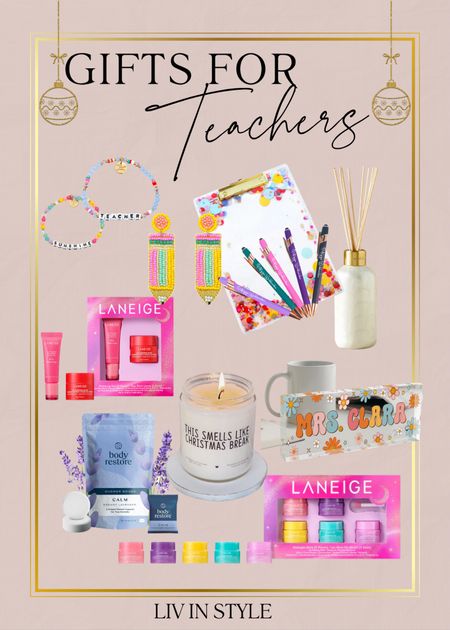 Teacher Holiday Gift ideas! Earrings, candle, desk accessories, lip balm, bracelets and more 

#LTKHoliday #LTKGiftGuide #LTKSeasonal