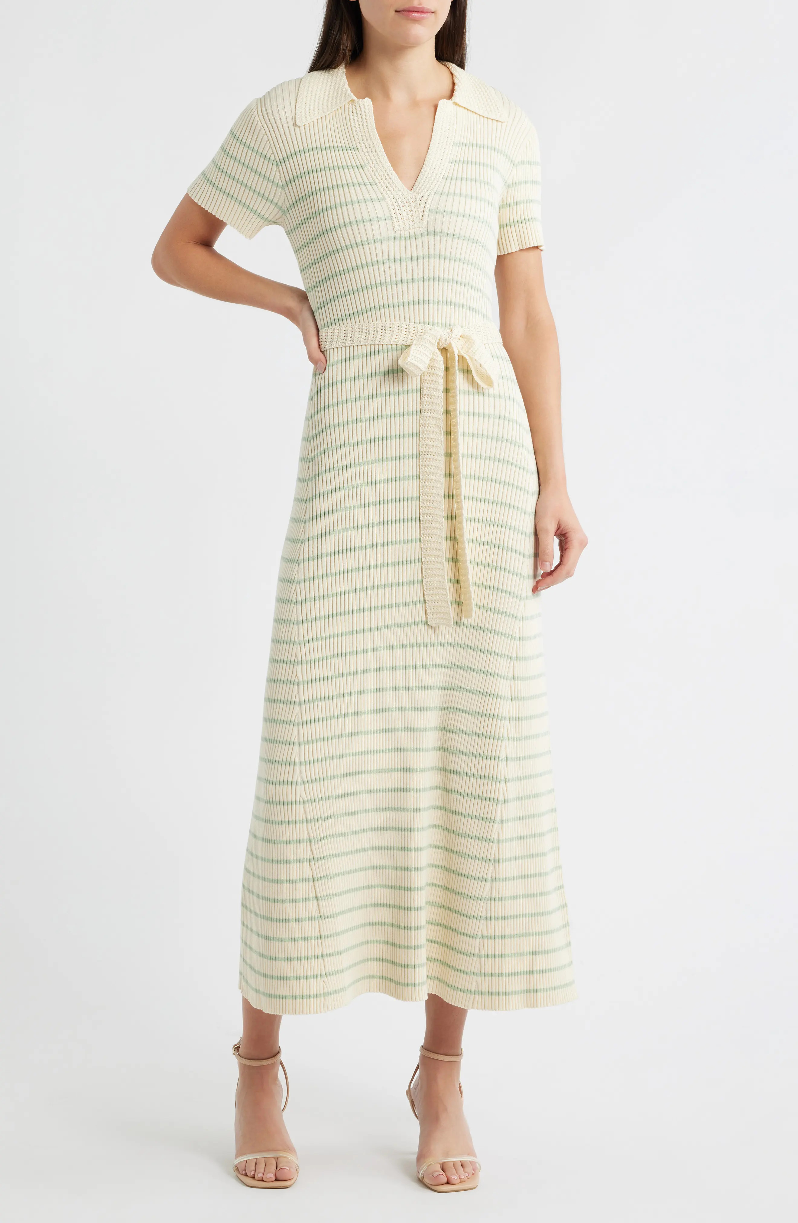 Stripe Ribbed Polo Sweater Dress (Women) | Nordstrom | Nordstrom