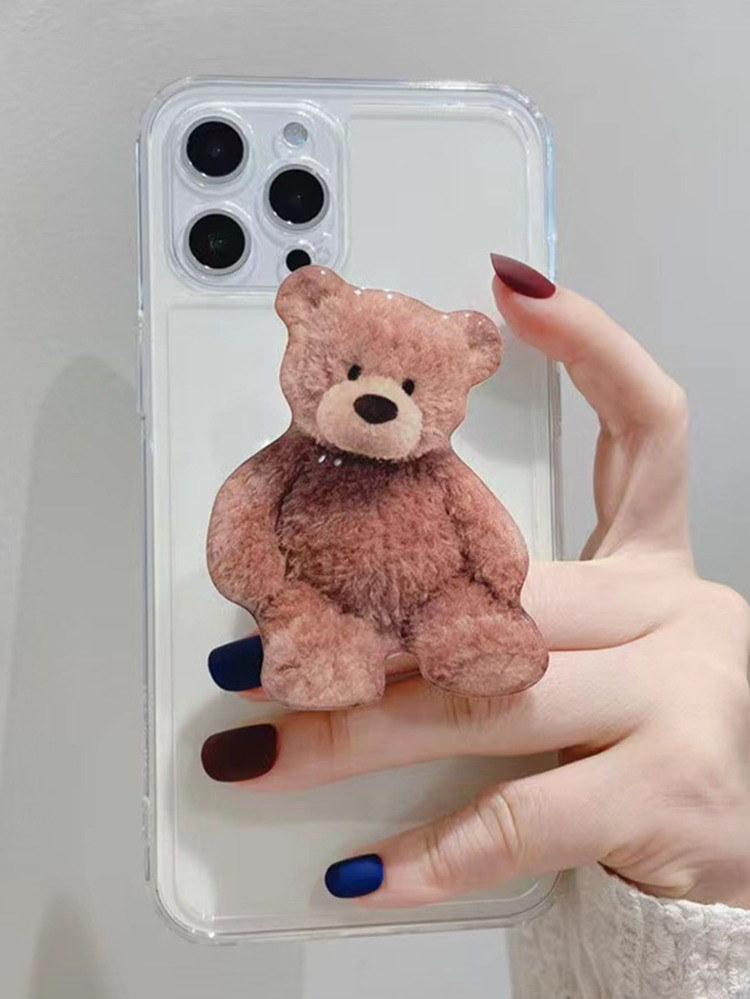 Clear Phone Case With Bear Stand-Out Phone Grip | SHEIN