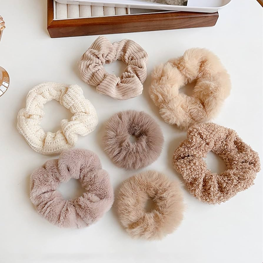 7-Piece Velvet Solid Elastic Hair Ties, Gentle Style Scrunchies for Women Long Thick Hair, No Dam... | Amazon (US)