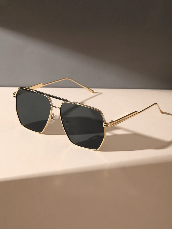 Minimalist Popular Design Elegant 1pc Geometric Metal Full Frame Decor Fashion Glasses, For Women - Summer Beach Party,Fishing, Holiday Gift Beach Accessories For Women Glasses Shades Basics | SHEIN