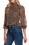 Click for more info about Leopard Print Smocked Mock Neck Blouse