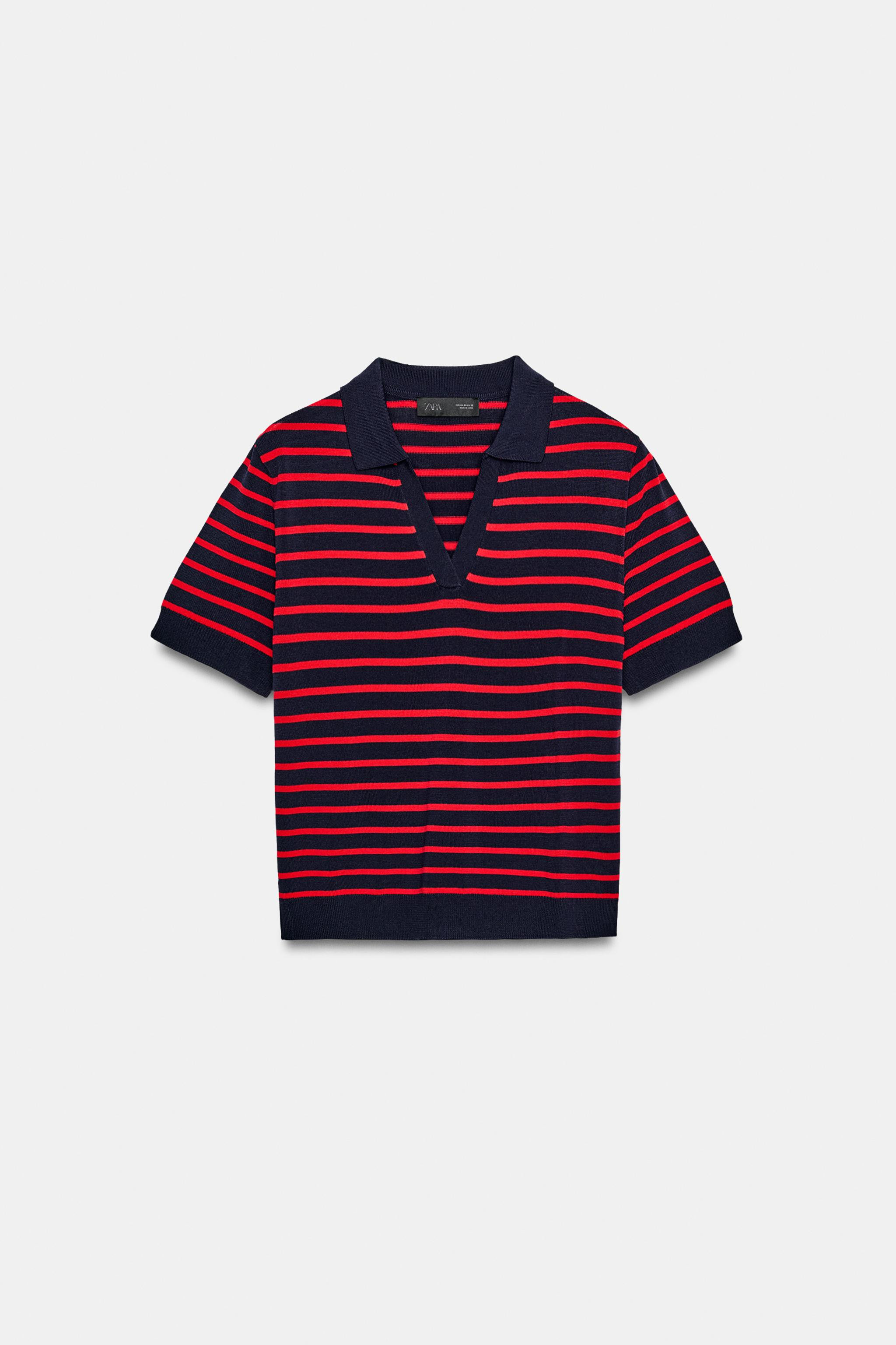 SHORT SLEEVE STRIPED KNIT POLO | Zara US