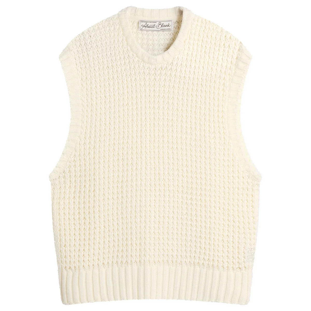 about:blank Men's Moss Stitch Knitted Vest in Ecru, Size Small | END. Clothing