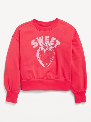 Vintage Oversized Crew-Neck Graphic Sweatshirt for Girls | Old Navy (US)