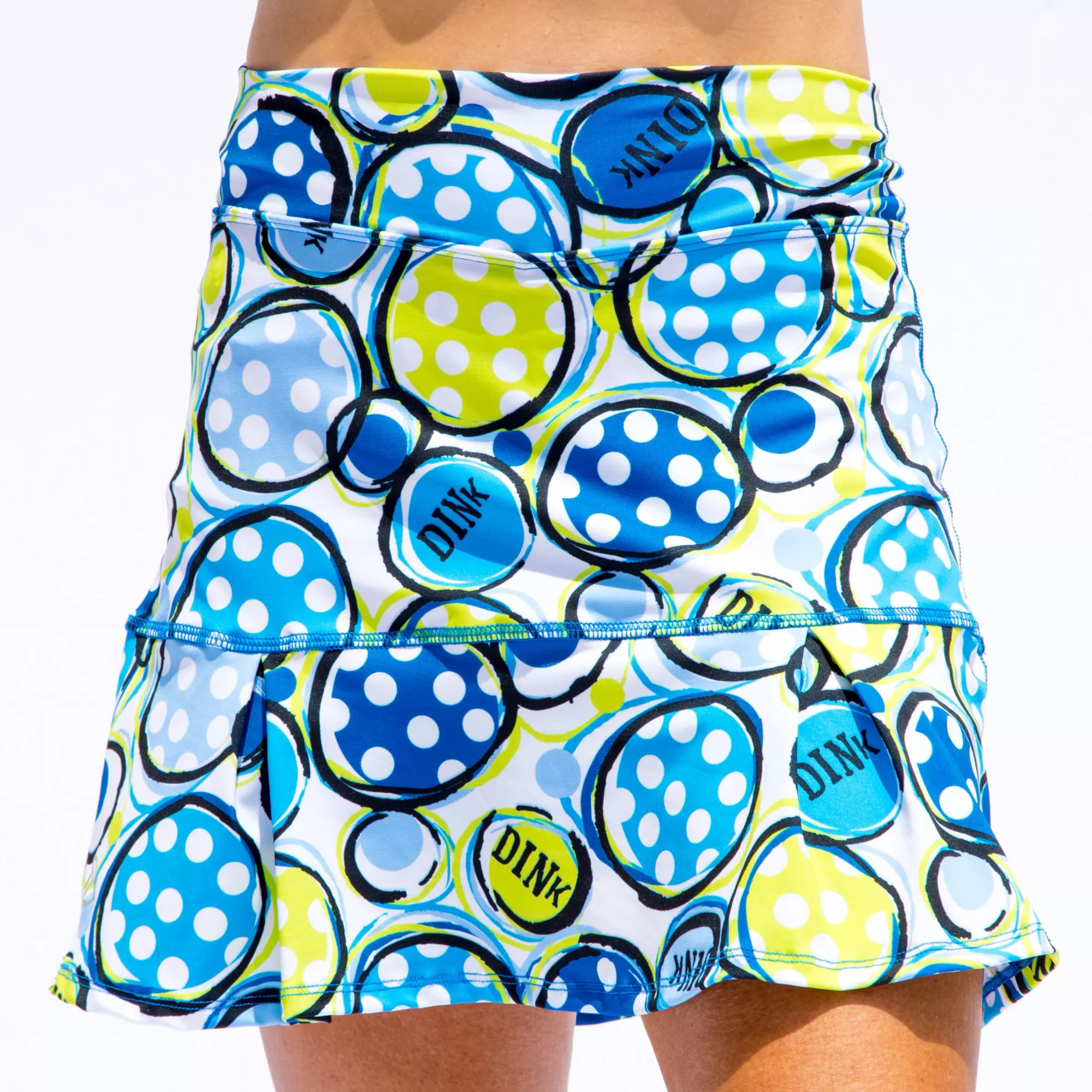 Pickleball Bella Women's Dink 1 Drop Pleat Skort, Small, Blue/Lime Green - Holiday | Golf Galaxy